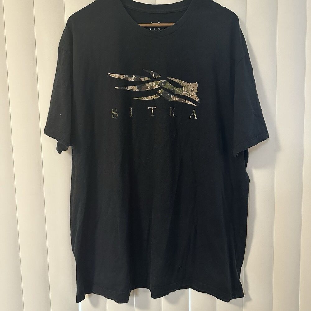 Sitka Logo T Shirt 2XL Black Camo Graphic Organic Cotton Hunting Outdoor Tee